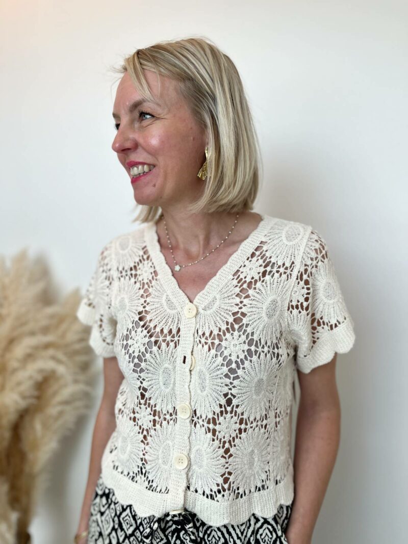 Gilet ajouré beige