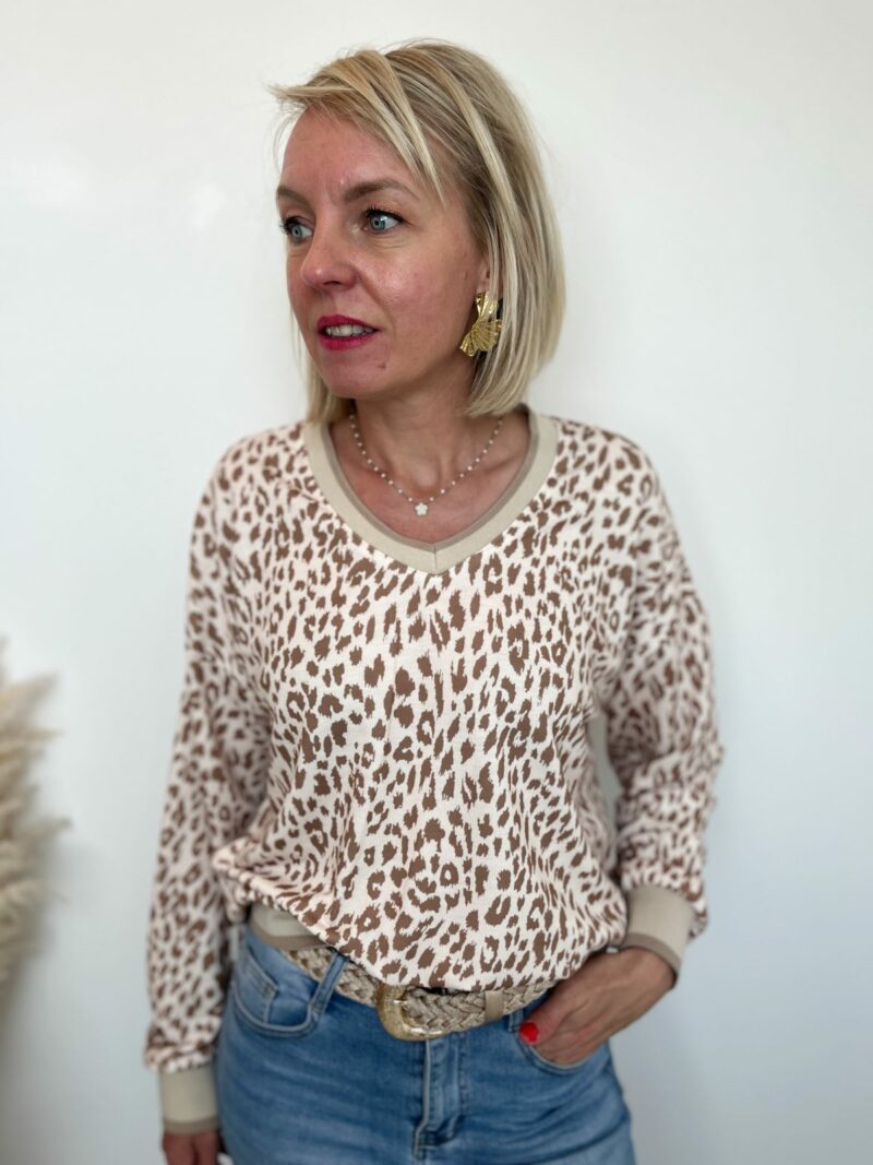 Pull léopard taupe 2