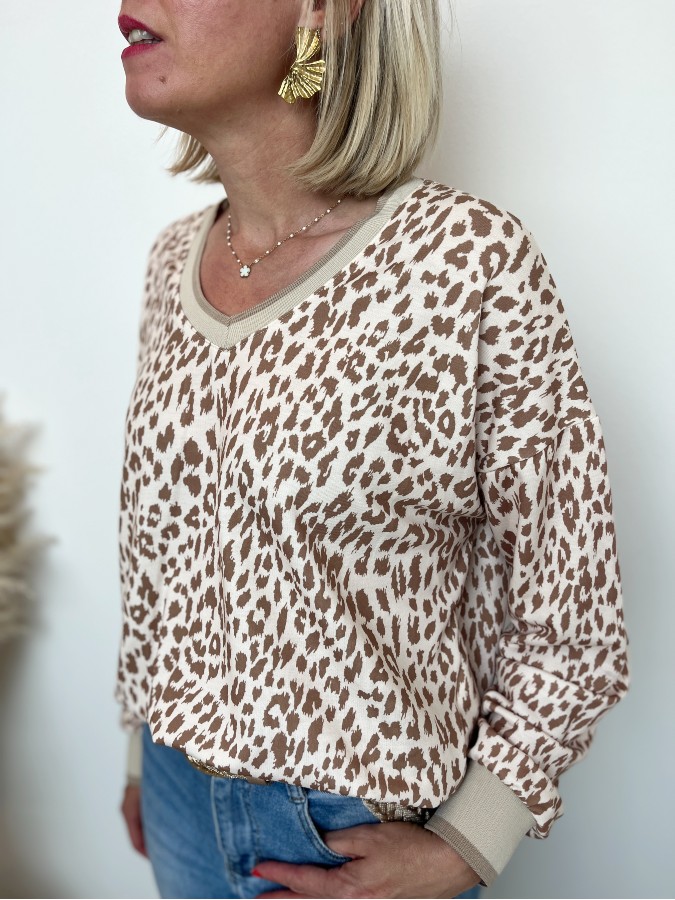 Pull léopard taupe