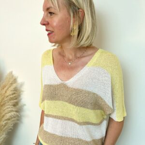 Pull rayé beige jaune