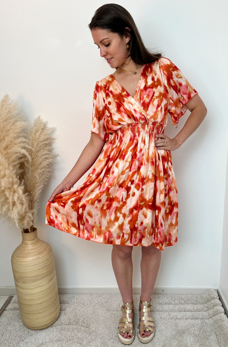ROBE COURTE CORAIL BEIGE