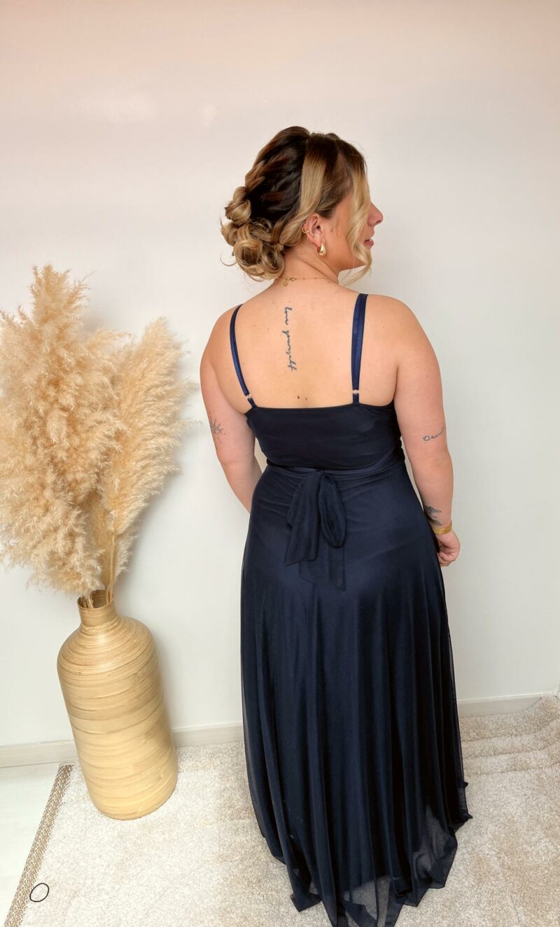 Robe fines bretelles bleu marine3