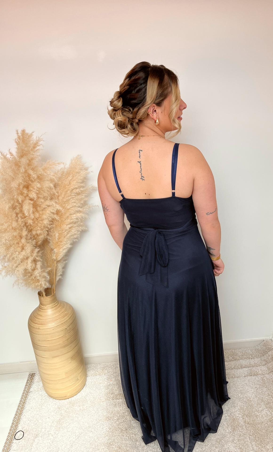 Robe fines bretelles bleu marine3