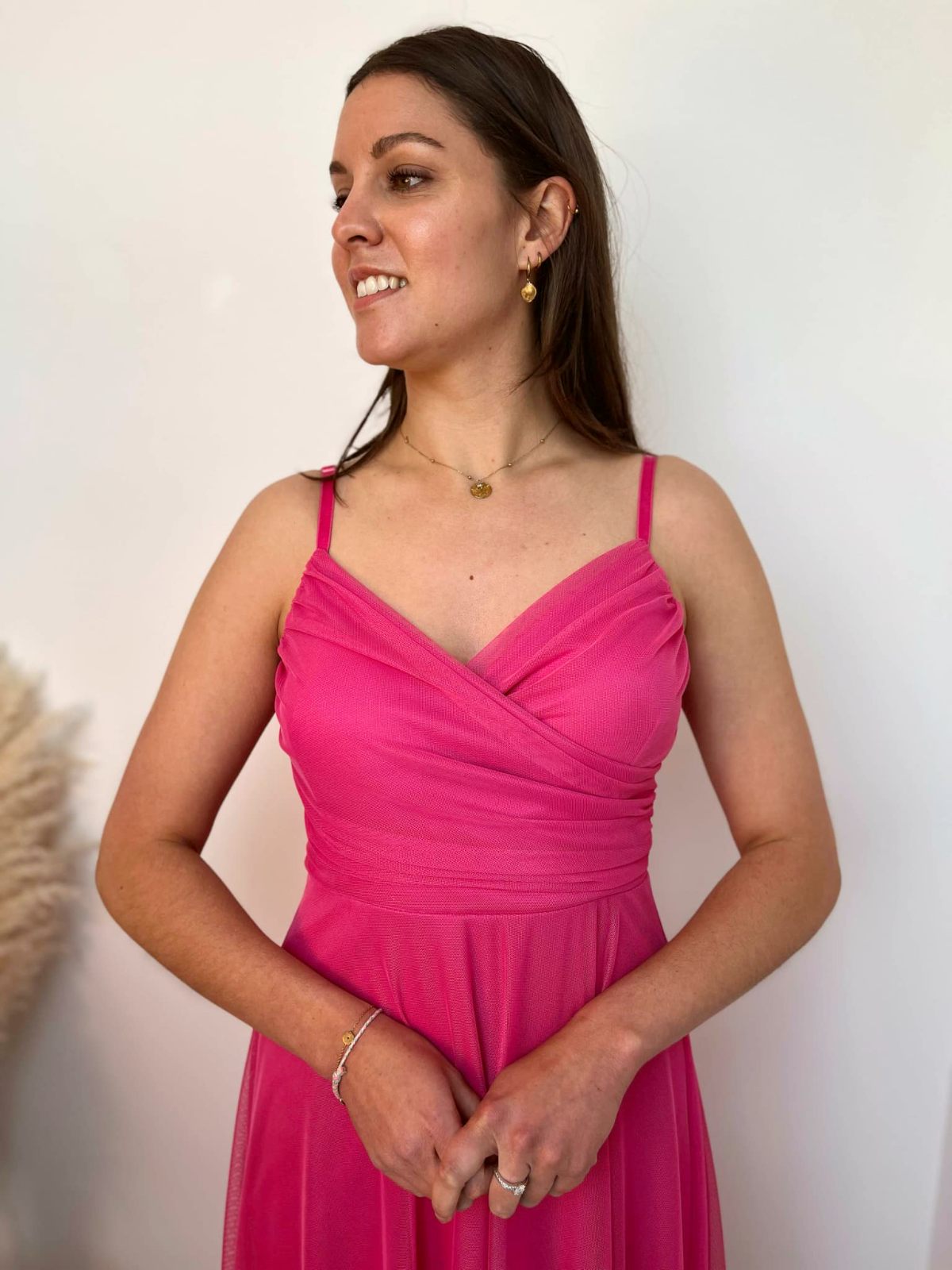 Robe fines bretelles fushia