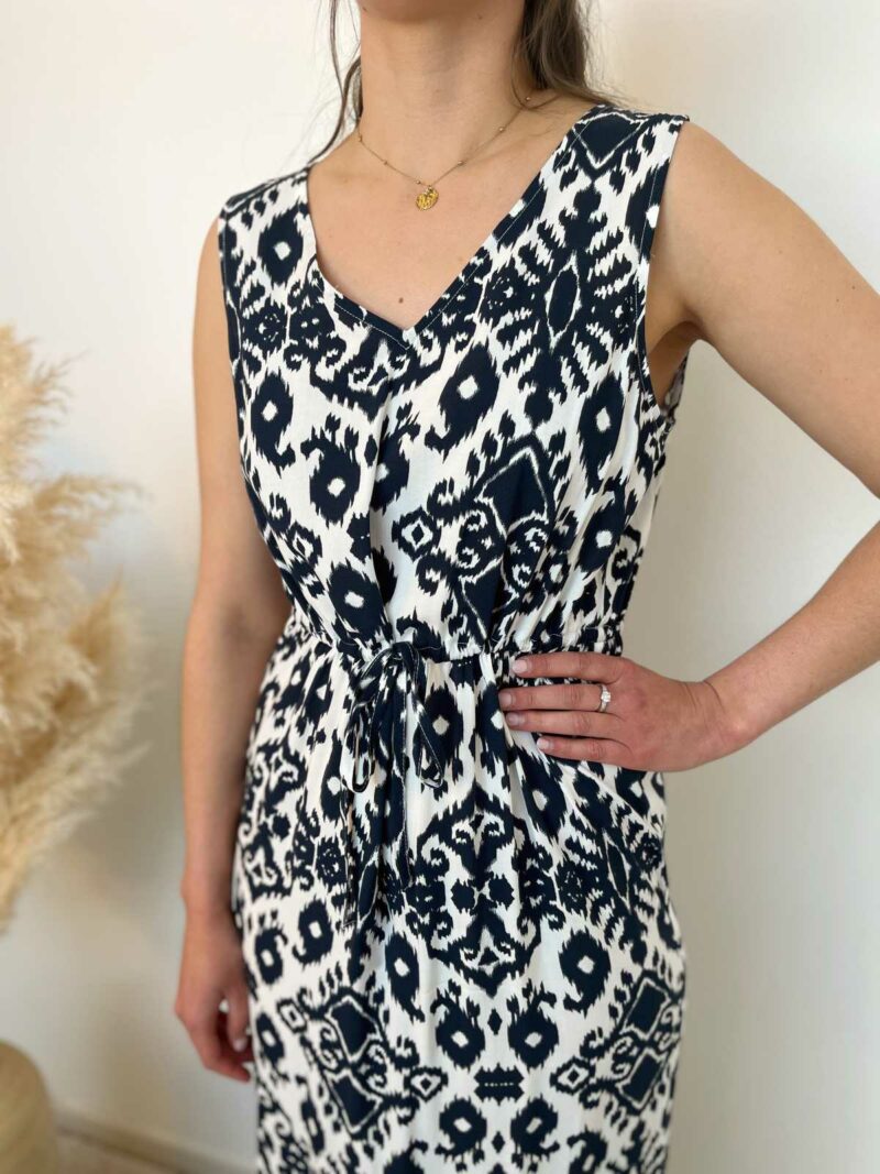 Robe longue imprimé bleu blanc 2