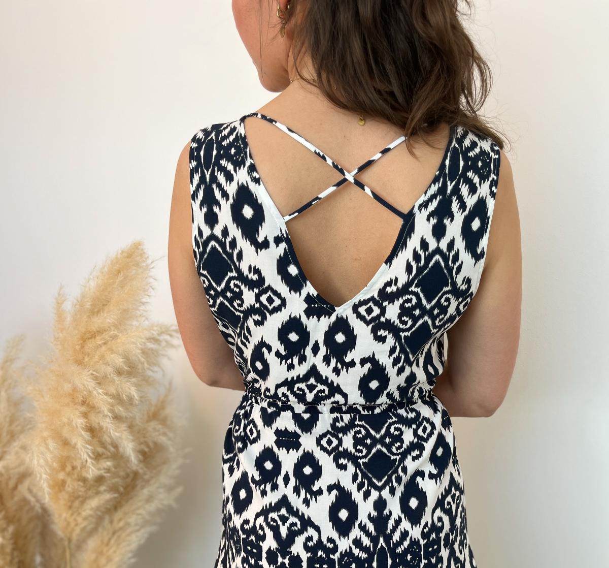 Robe longue imprimé bleu blanc 3