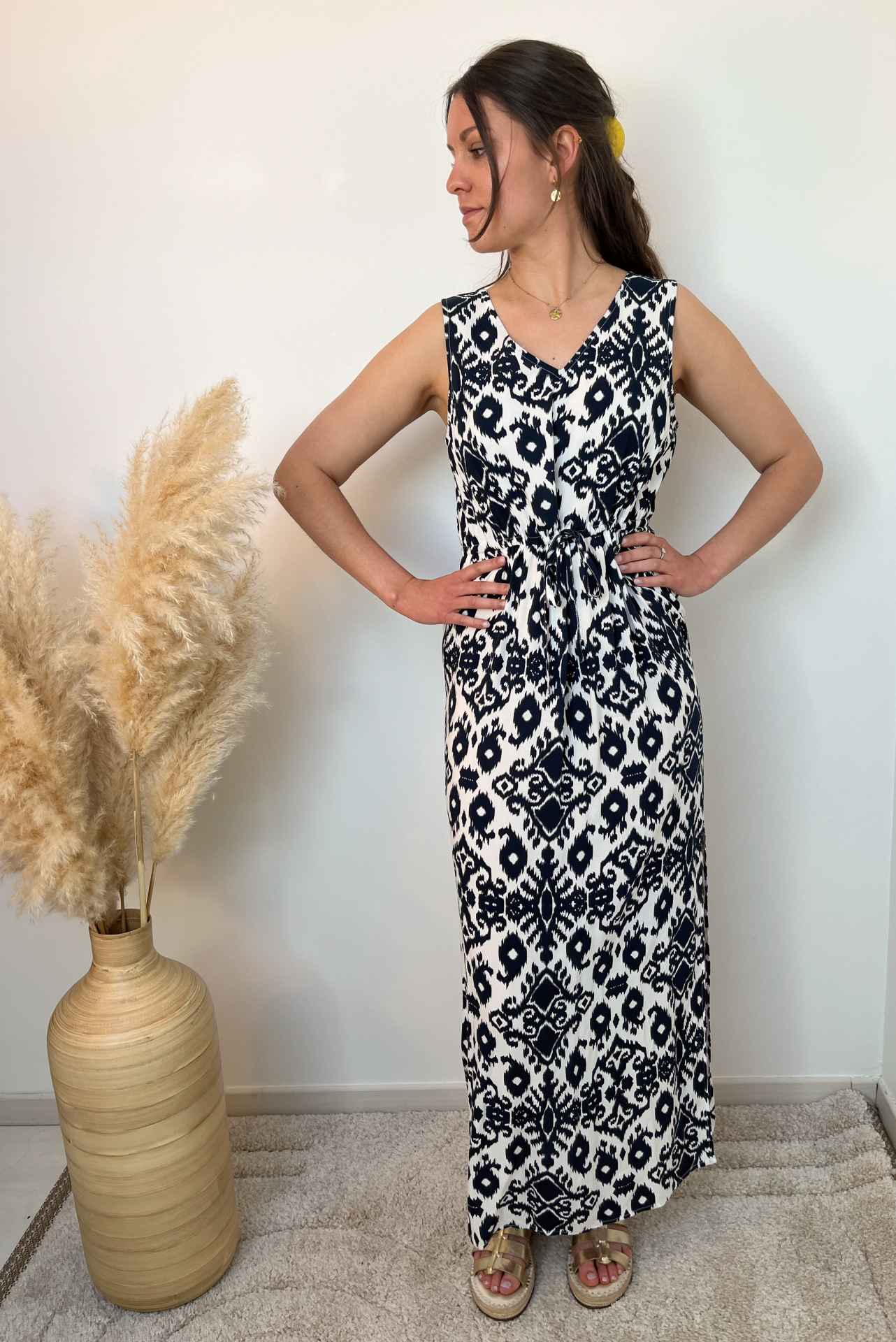 ROBE LONGUE IMPRIME BLEU BLANC