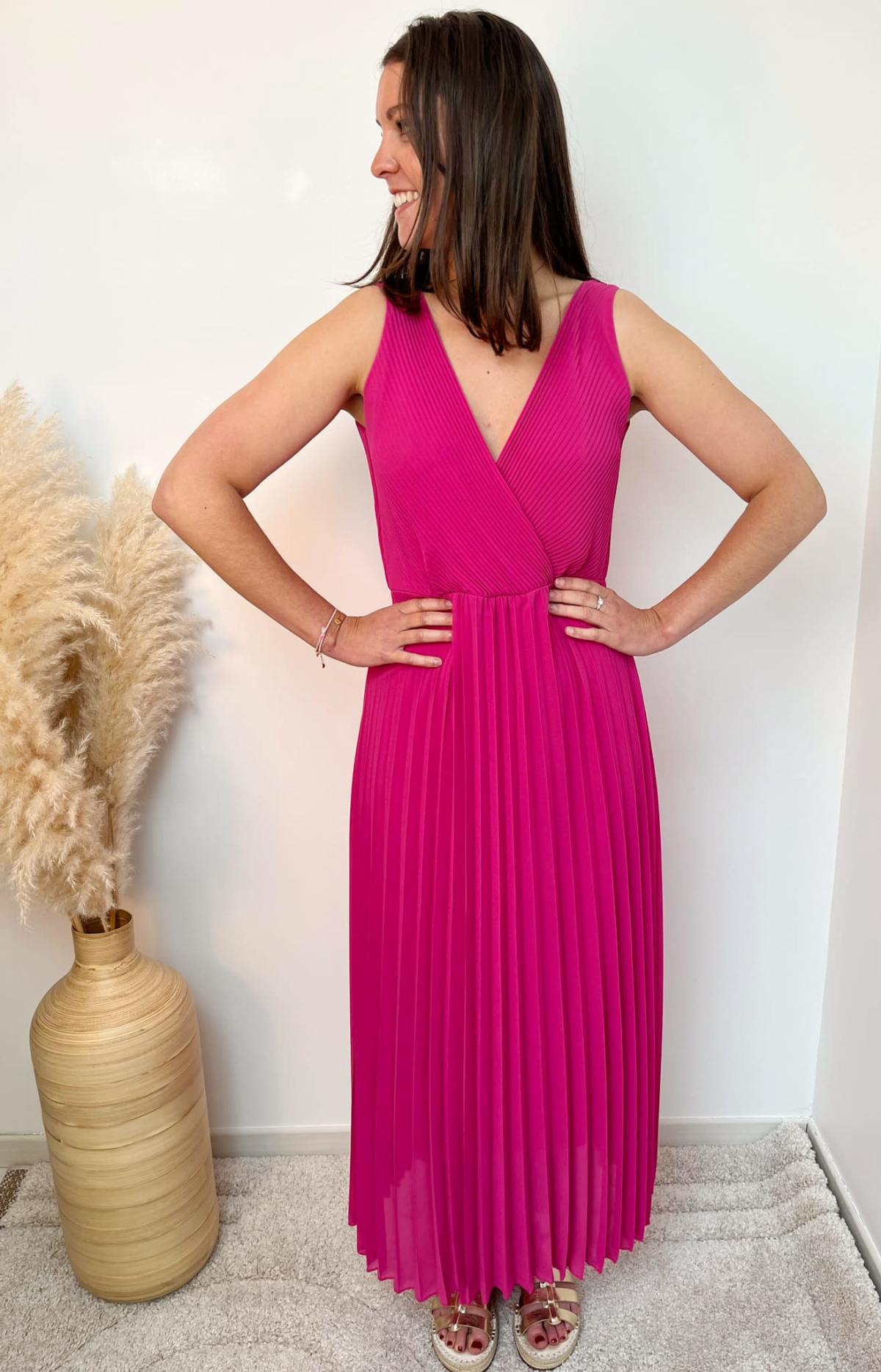 ROBE PLISSÉE ROSE FUSHIA