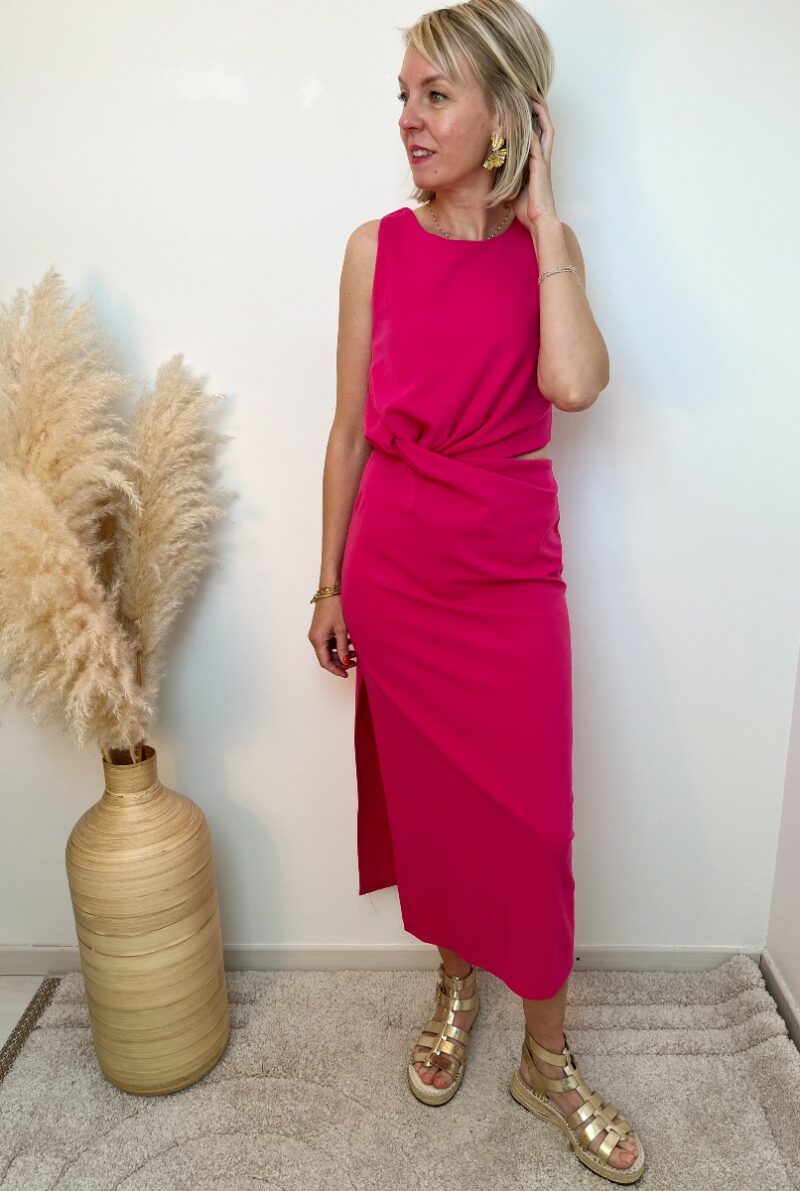Robe longue rose fushia