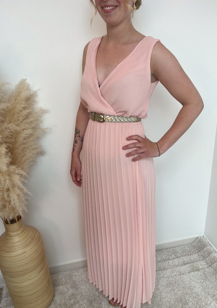 Robe plissée rose poudre 2