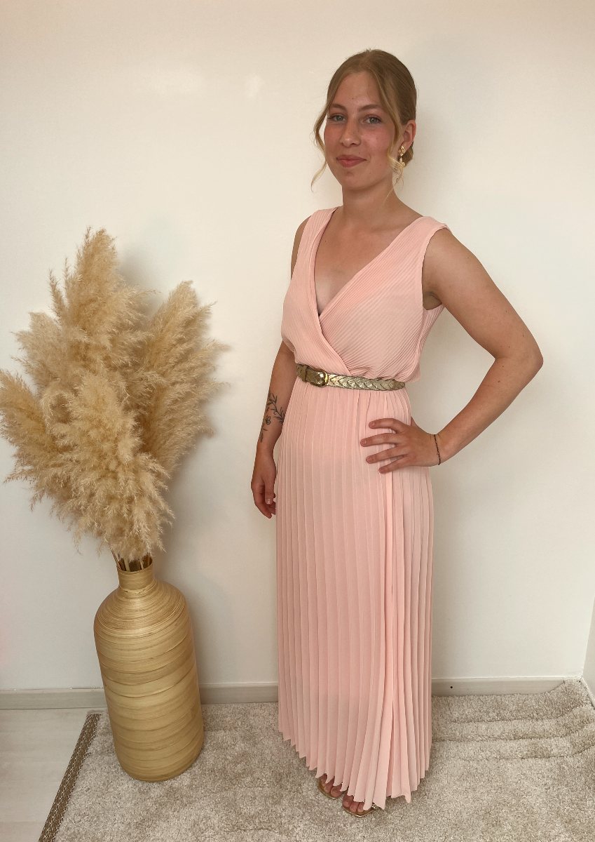 ROBE PLISSÉE ROSE POUDRE