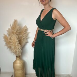 Robe plissée vert sapin 2