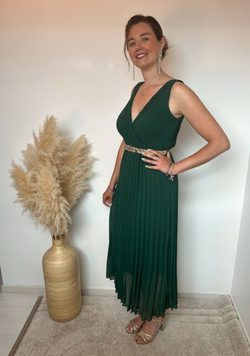 Robe plissée vert sapin 2