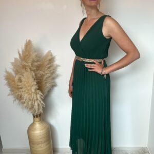 Robe plissée vert sapin