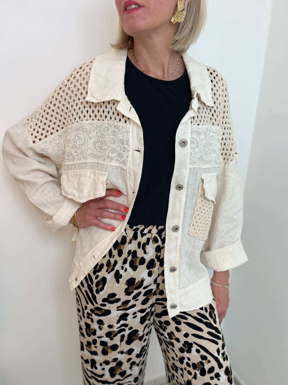 VESTE LIN COTON BEIGE