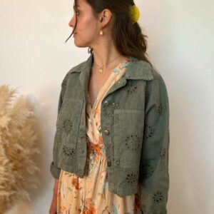Veste courte broderie kaki