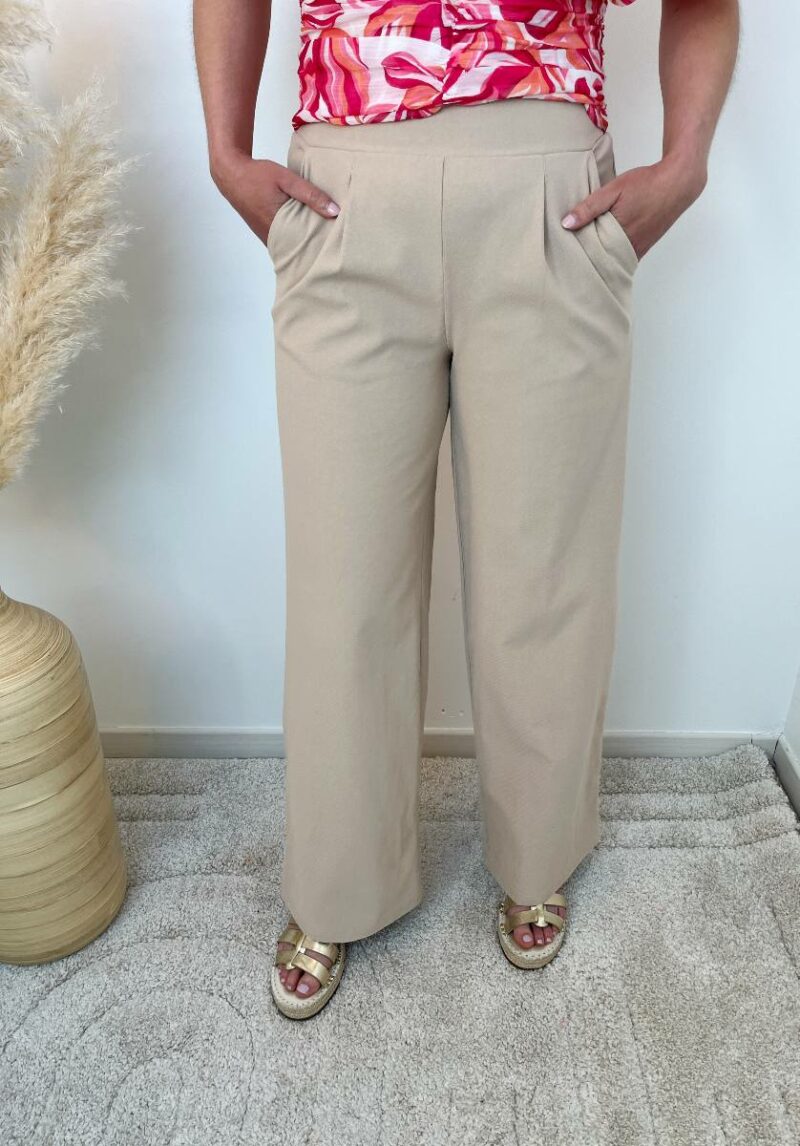 pantalon wide beige