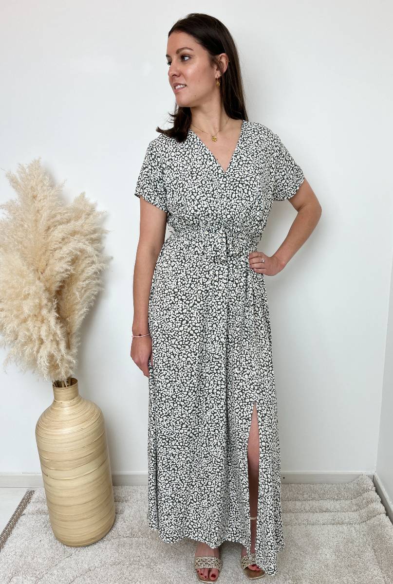 ROBE FLEURIE KAKI