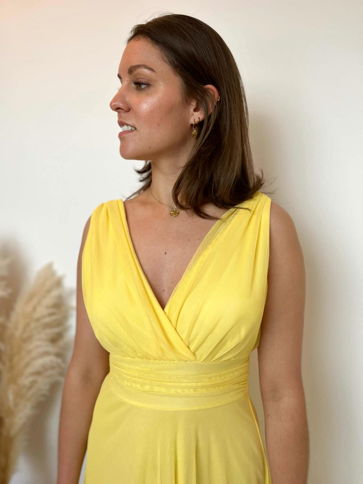 robe longue col V jaune 2