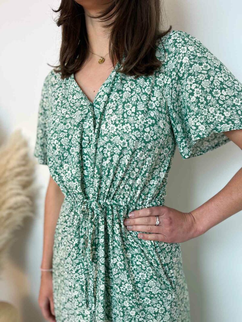 robe longue fleuri vert 2