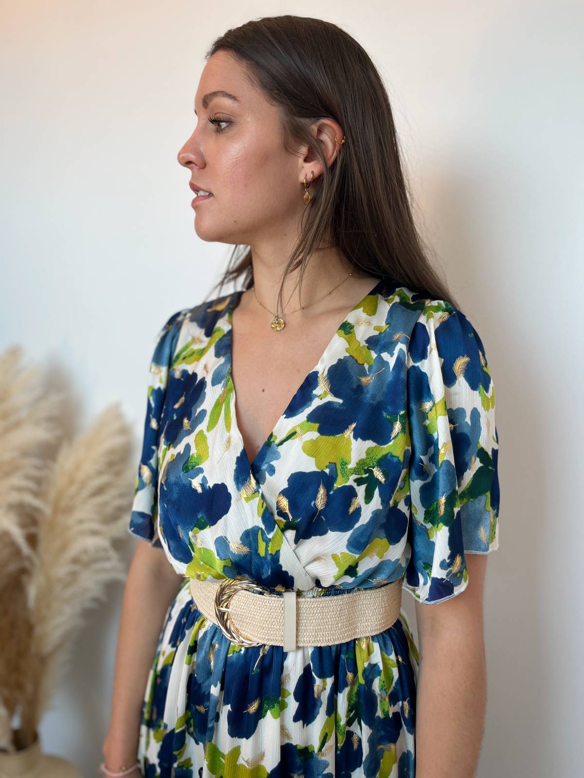 robe longue imprimé bleu vert 3