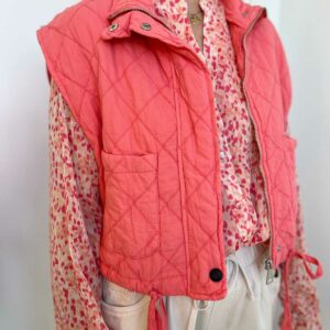 veste sans manches matelassé corail