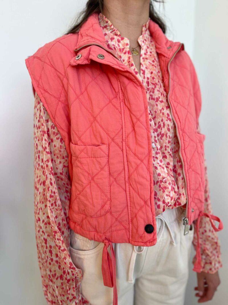 veste sans manches matelassé corail