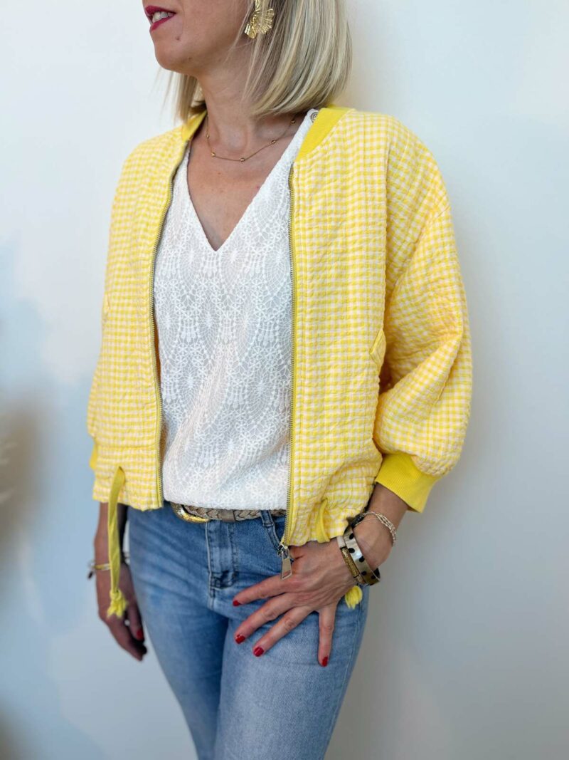 veste vichy jaune blanc 2
