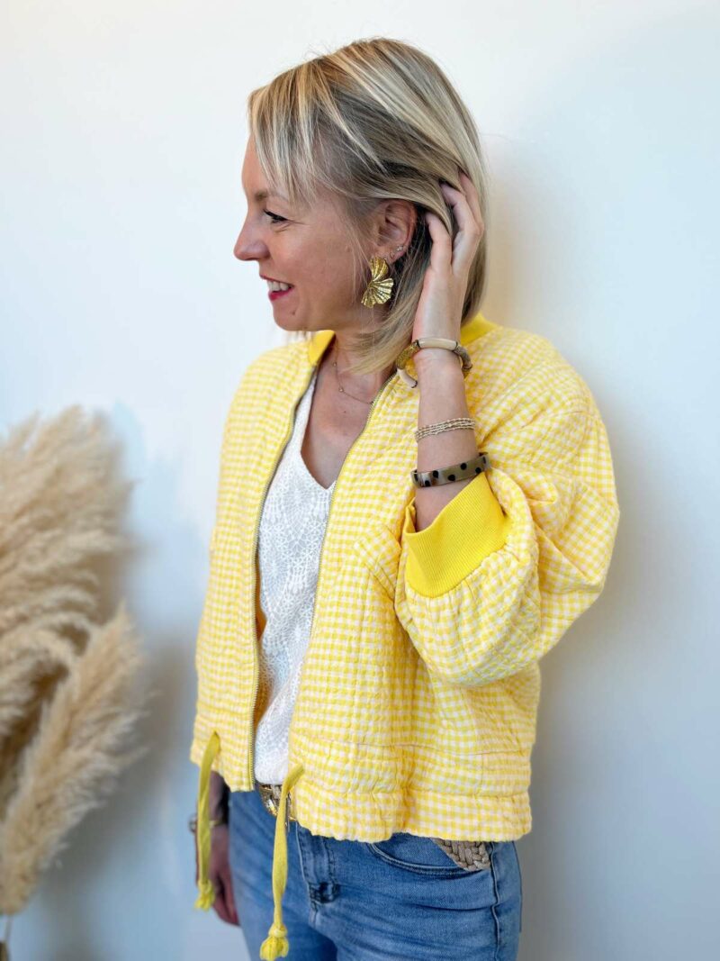 veste vichy jaune blanc
