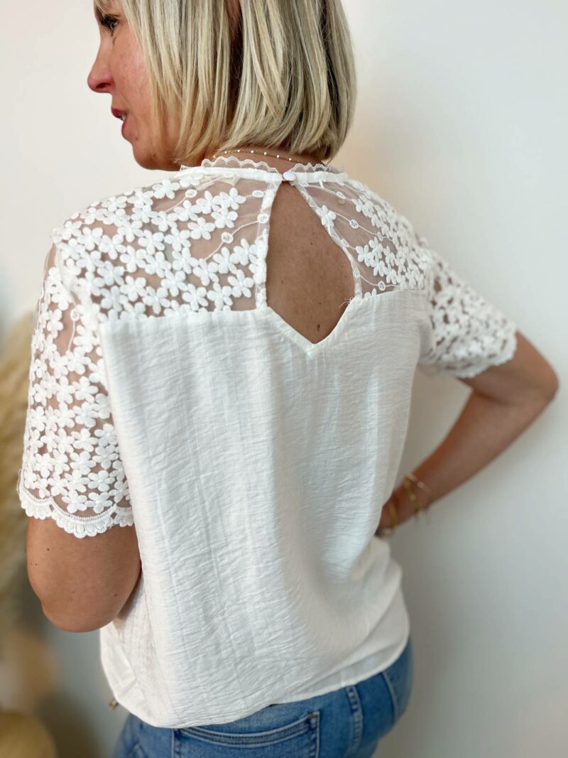 Blouse col V dentelle blanc 2