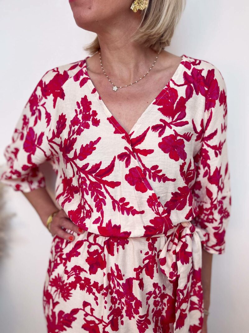 Robe courte fushia blanc 2