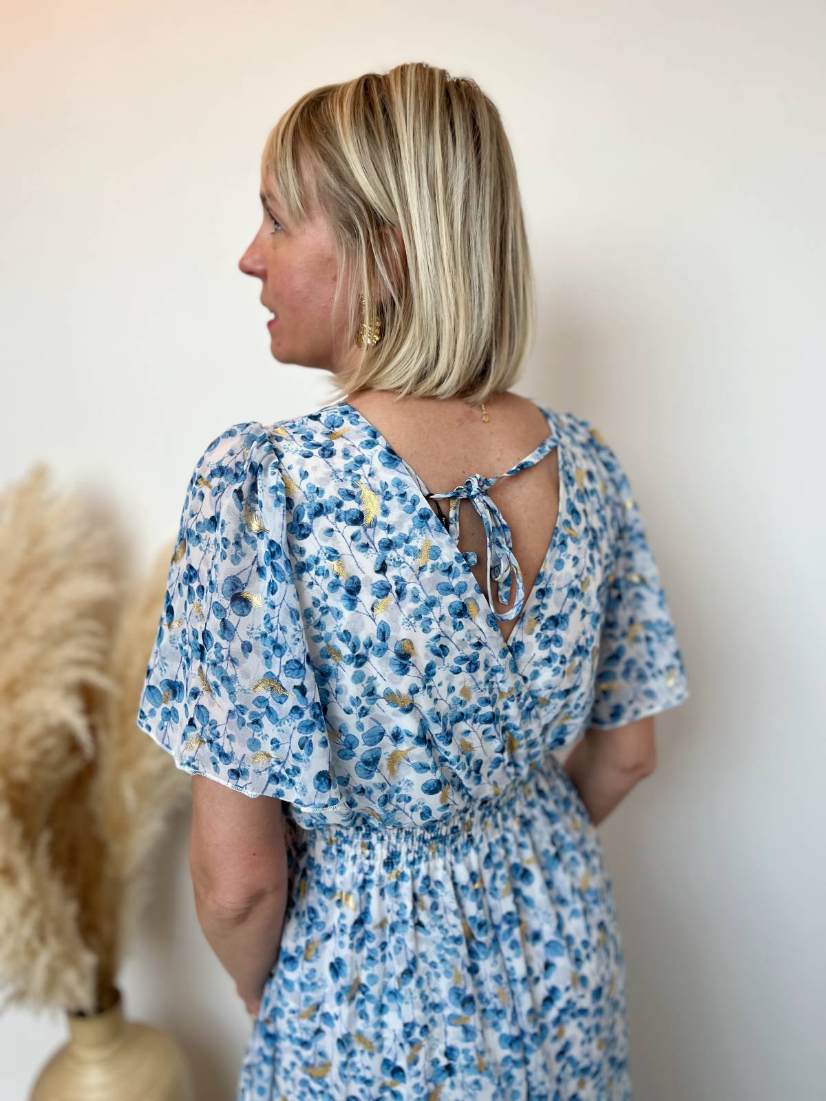Robe longue fleuri bleu 3