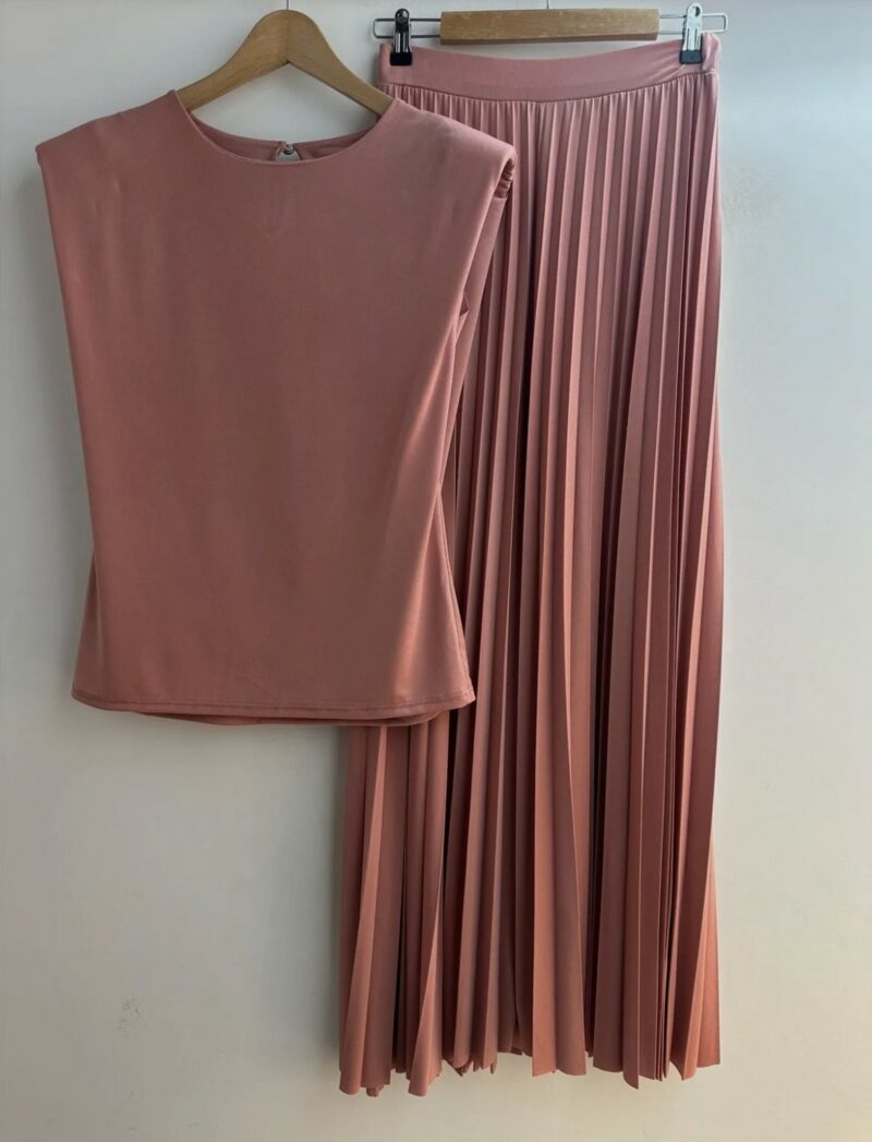ensemble pantalon et top plissé terra cotta