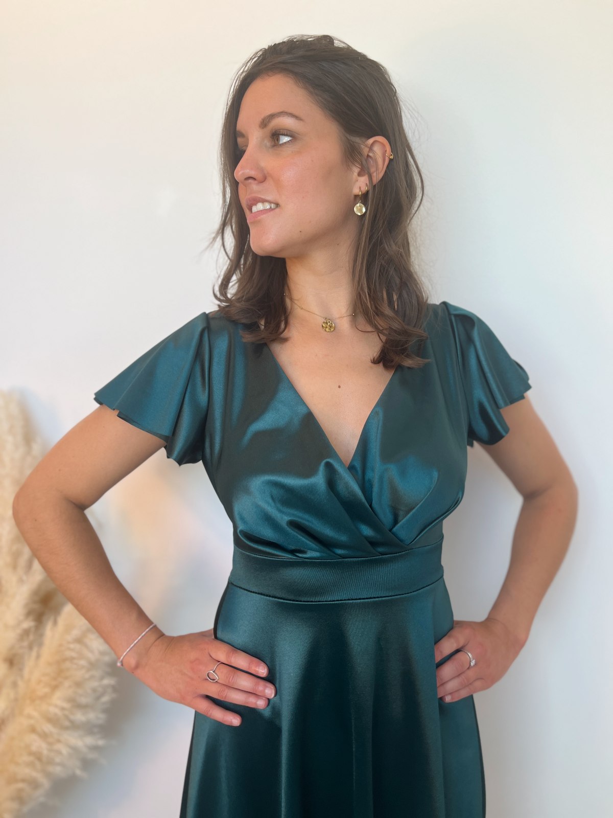 robe courte satinée vert sapin 2