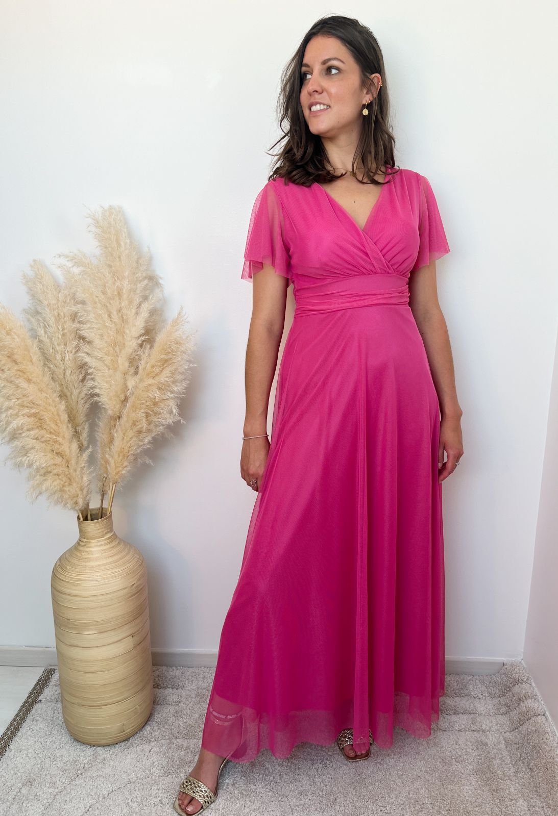 ROBE VOILE ROSE FUSHIA