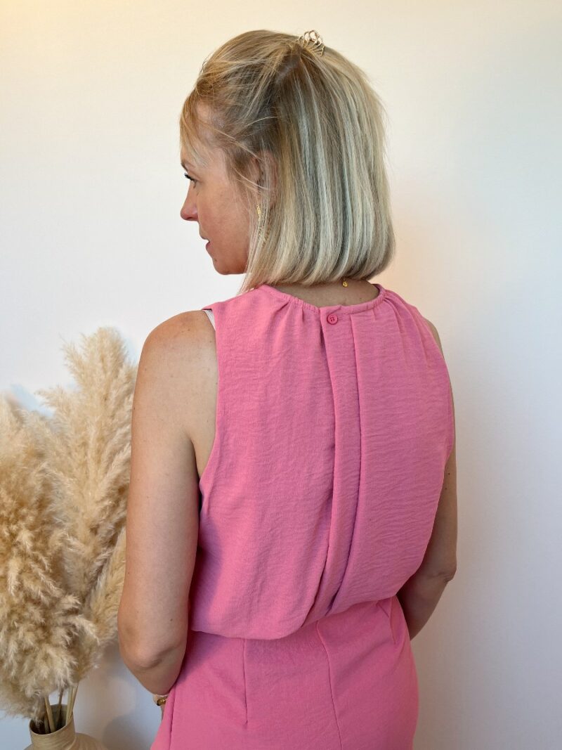 Robe longue fente rose