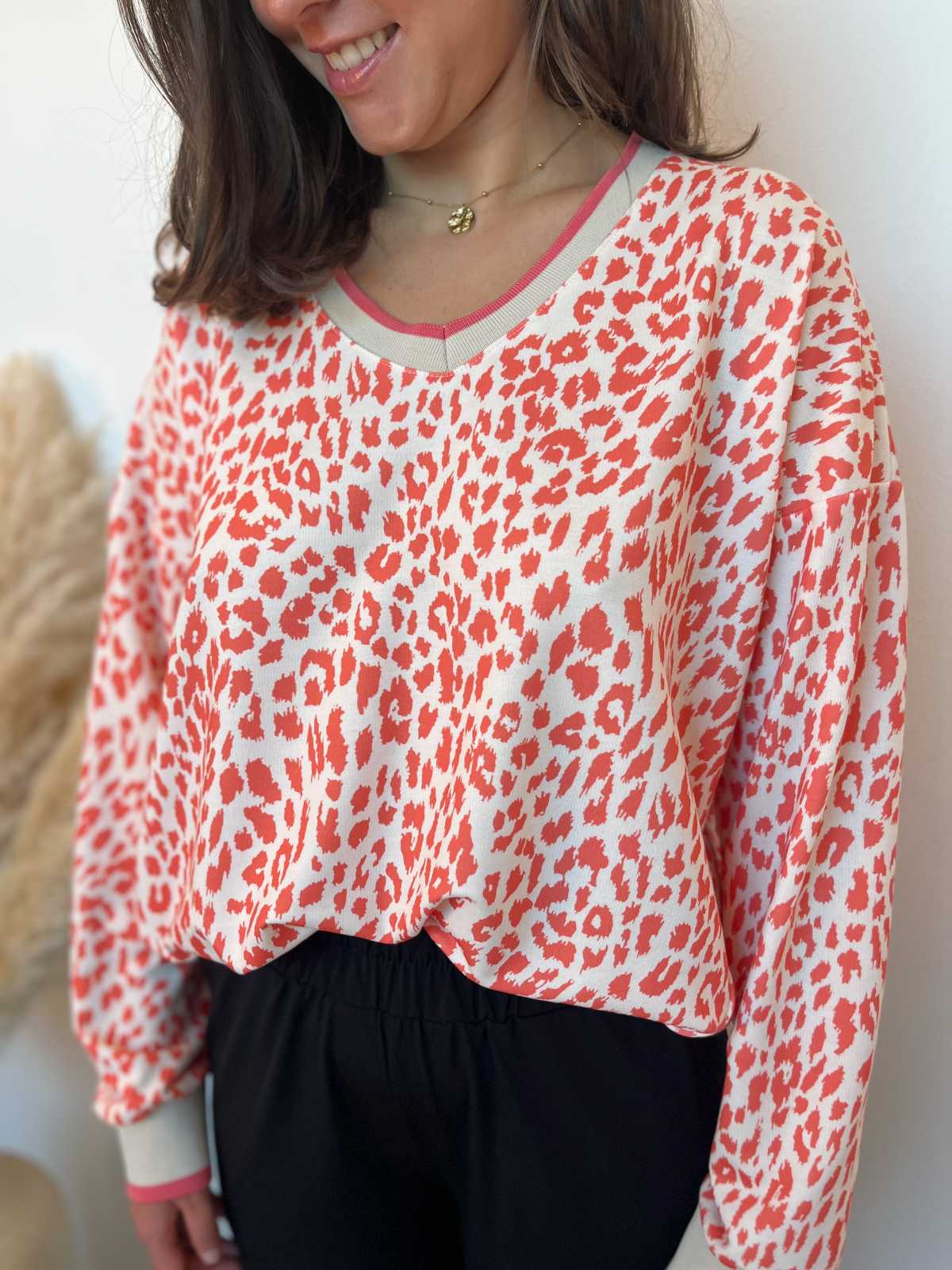 Sweat leopard beige corail