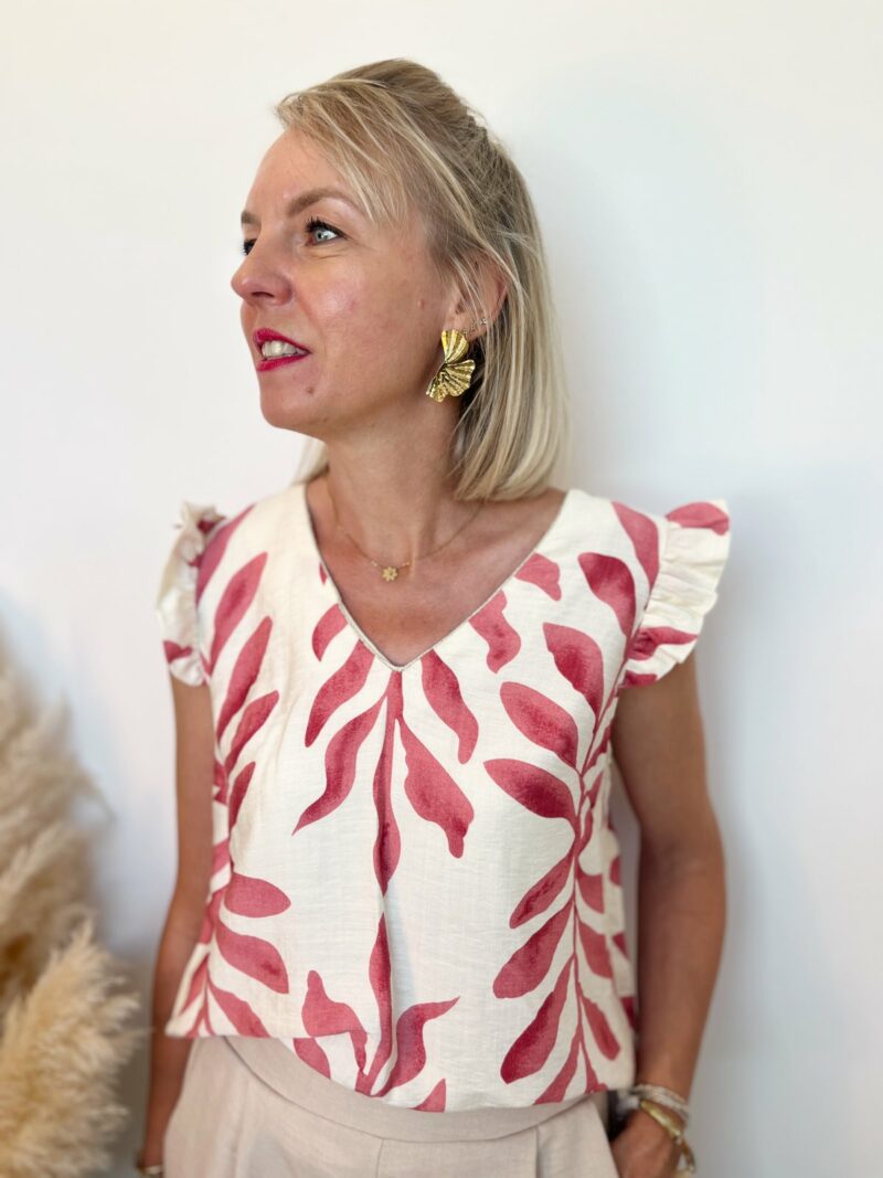 blouse col V imprimé 3