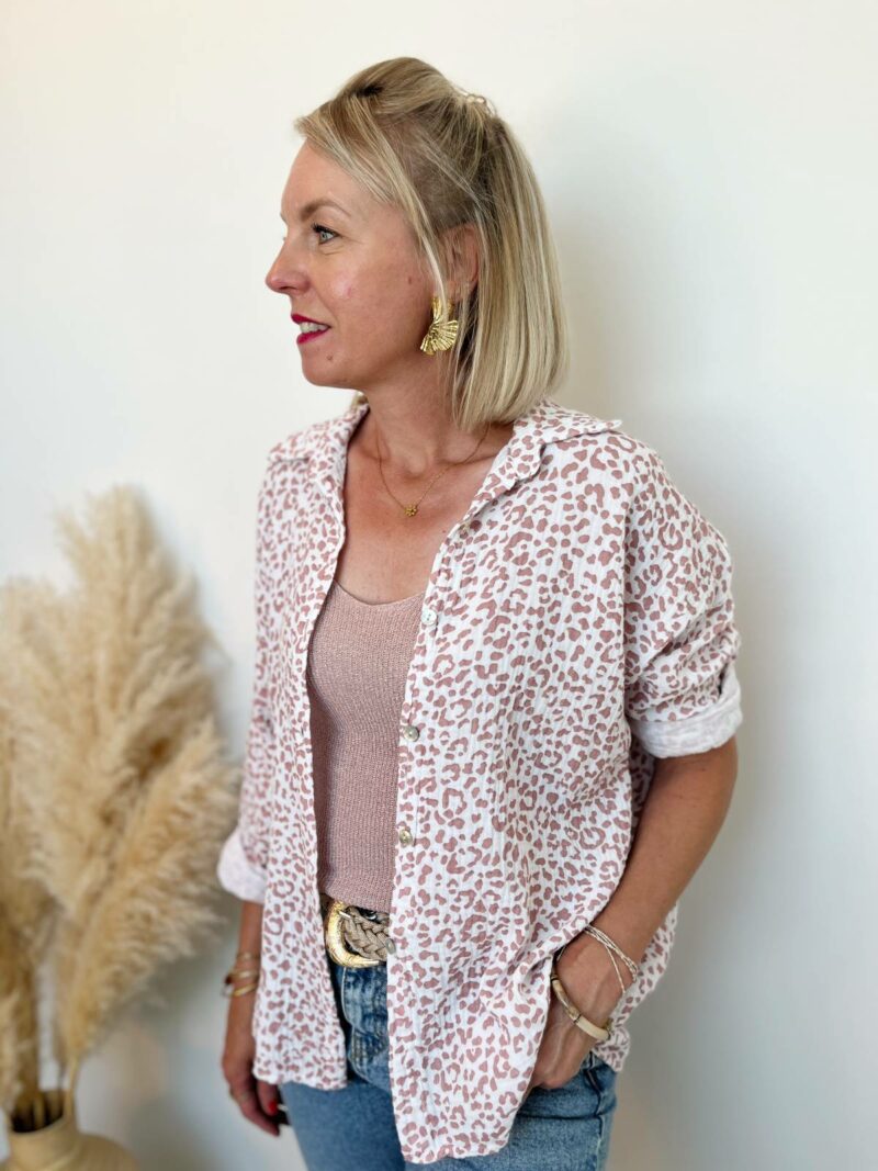 chemise gaz de coton leopard beige foncé 2