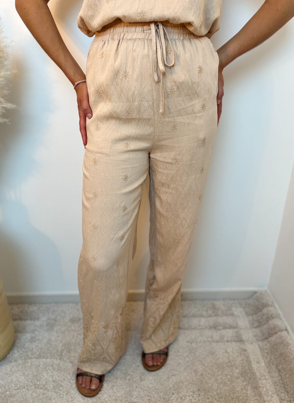PANTALON BRODERIE BEIGE