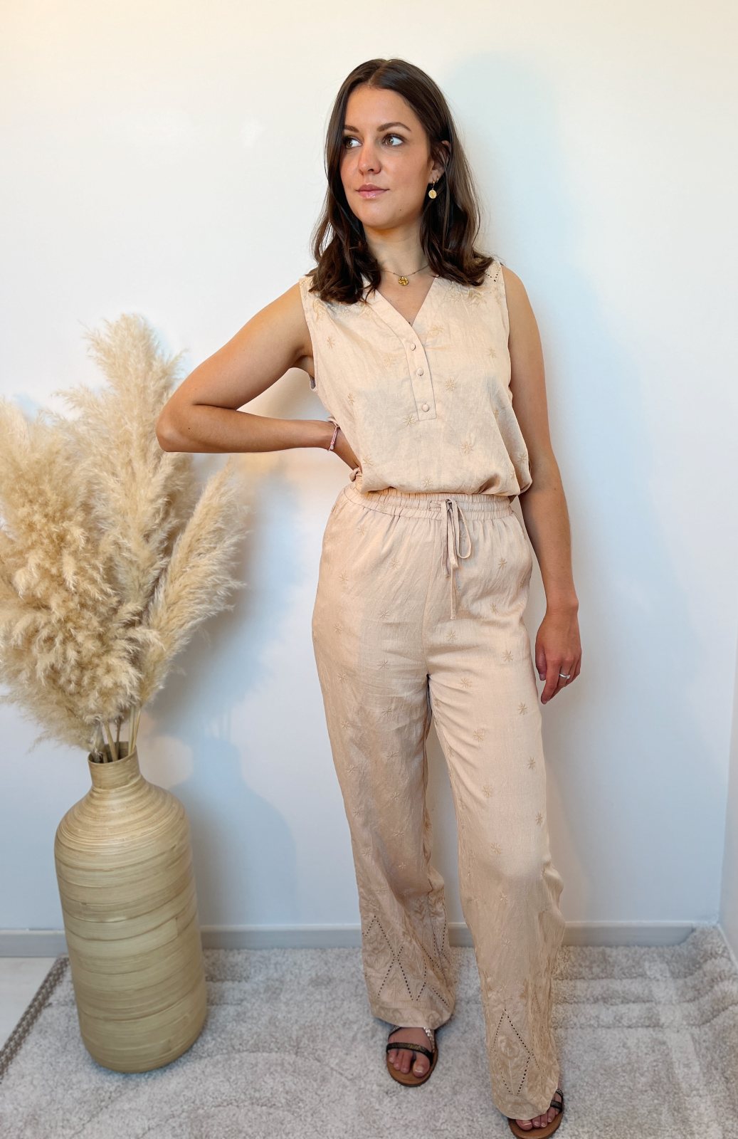 pantalon fluide beige