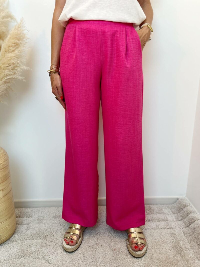 pantalon lin fushia