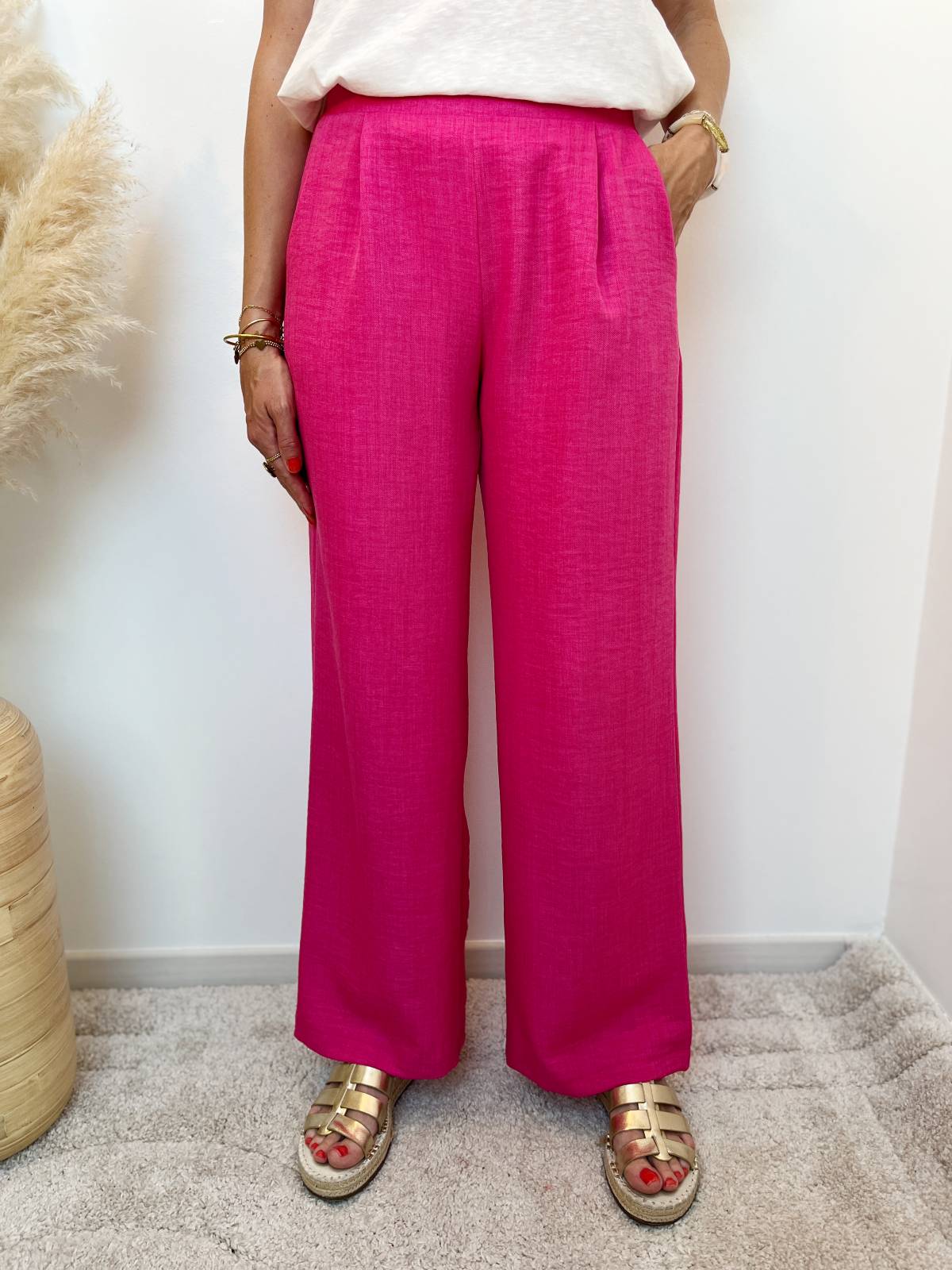 PANTALON FLUIDE ROSE FUSHIA