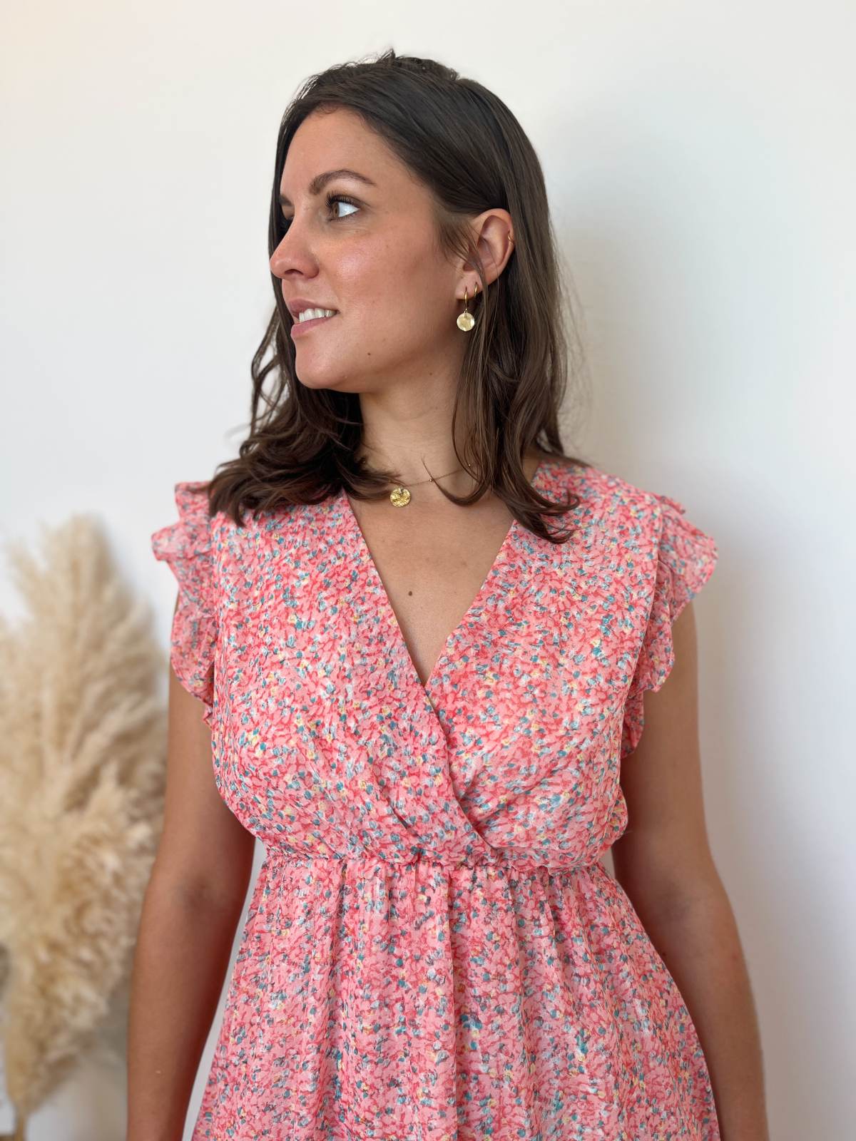 robe courte imprimé rose bleu 3