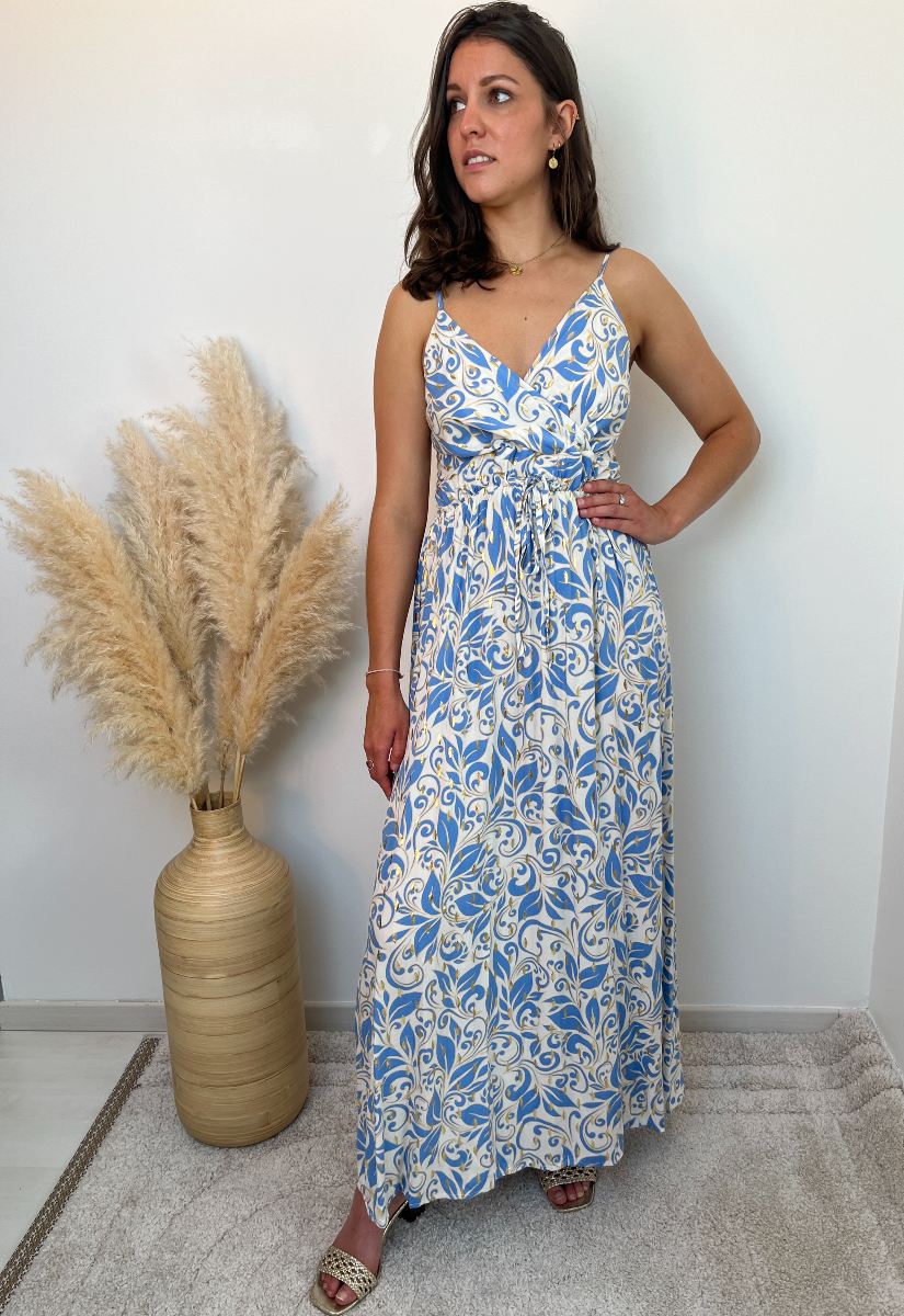 ROBE LONGUE FINES BRETELLES BLEU