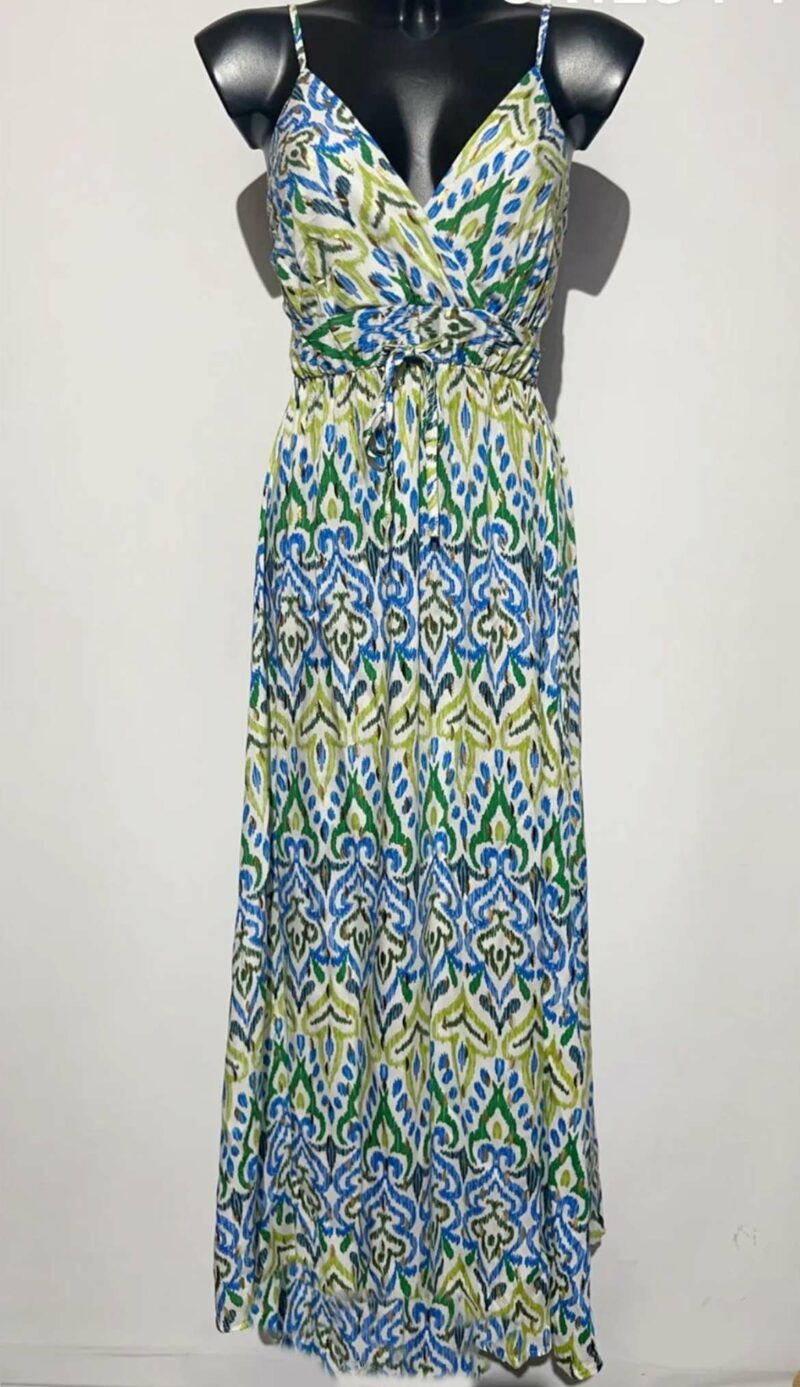 robe fines bretelles bleu vert