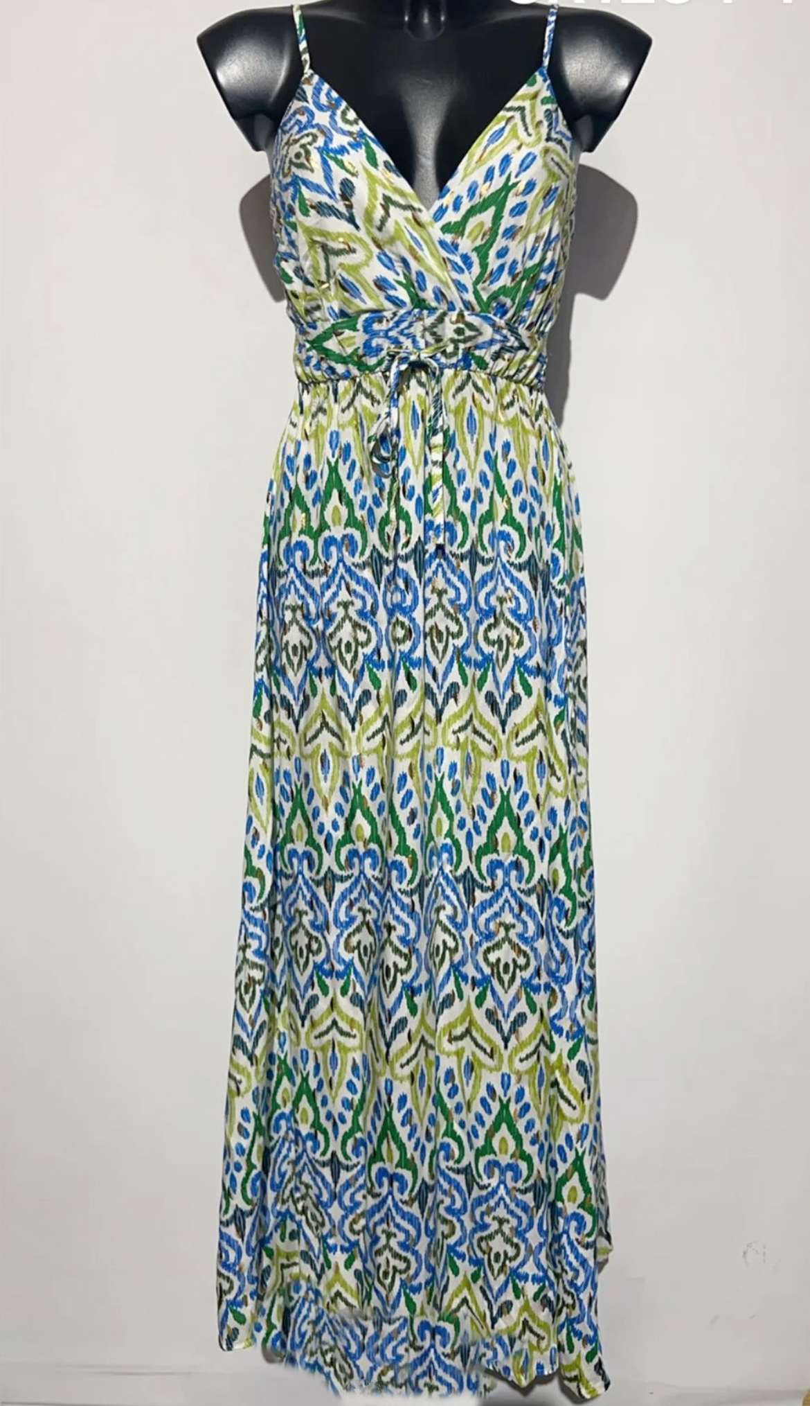 robe fines bretelles bleu vert