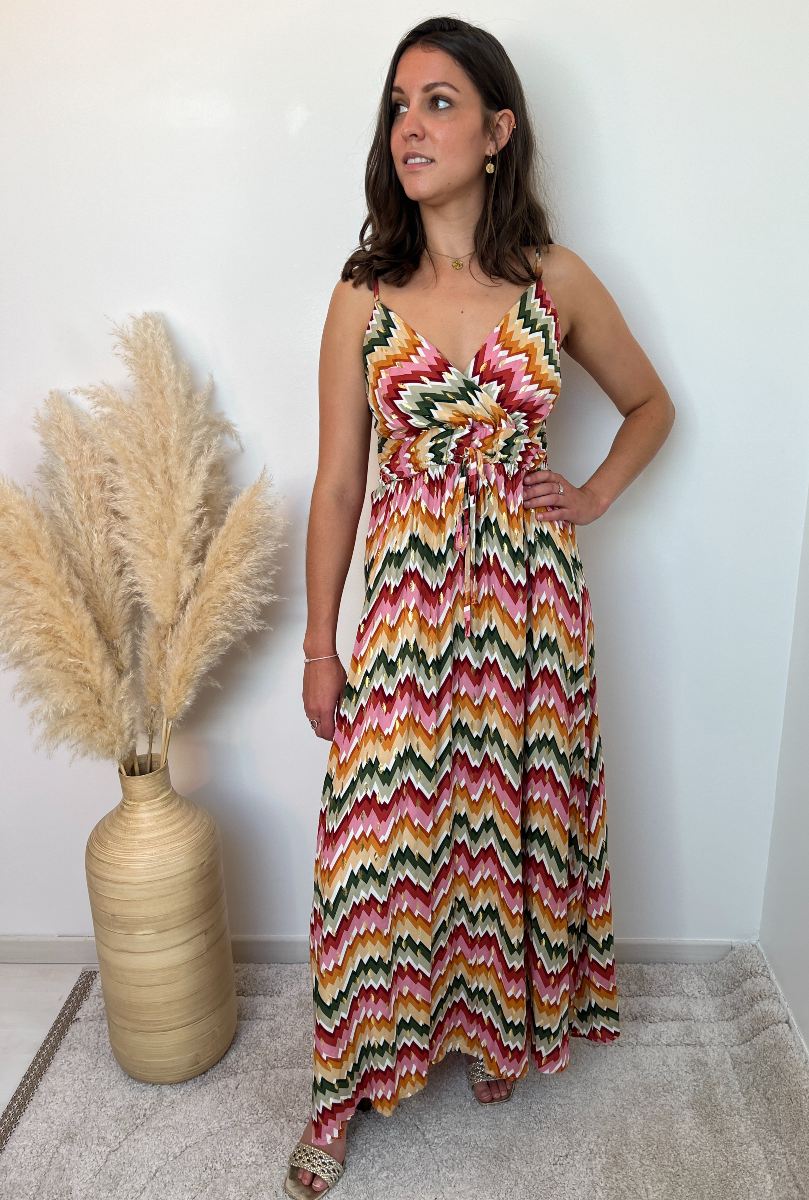 ROBE LONGUE FINES BRETELLES COLORE