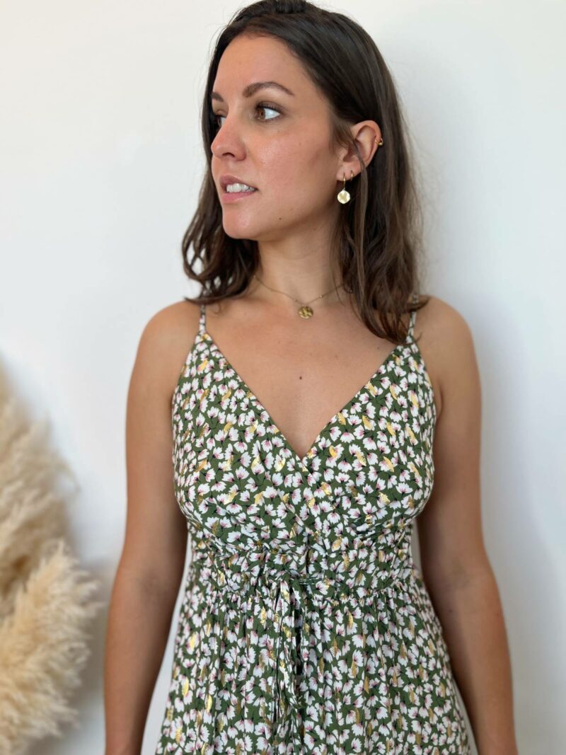 robe fines bretelles imprimé kaki 2