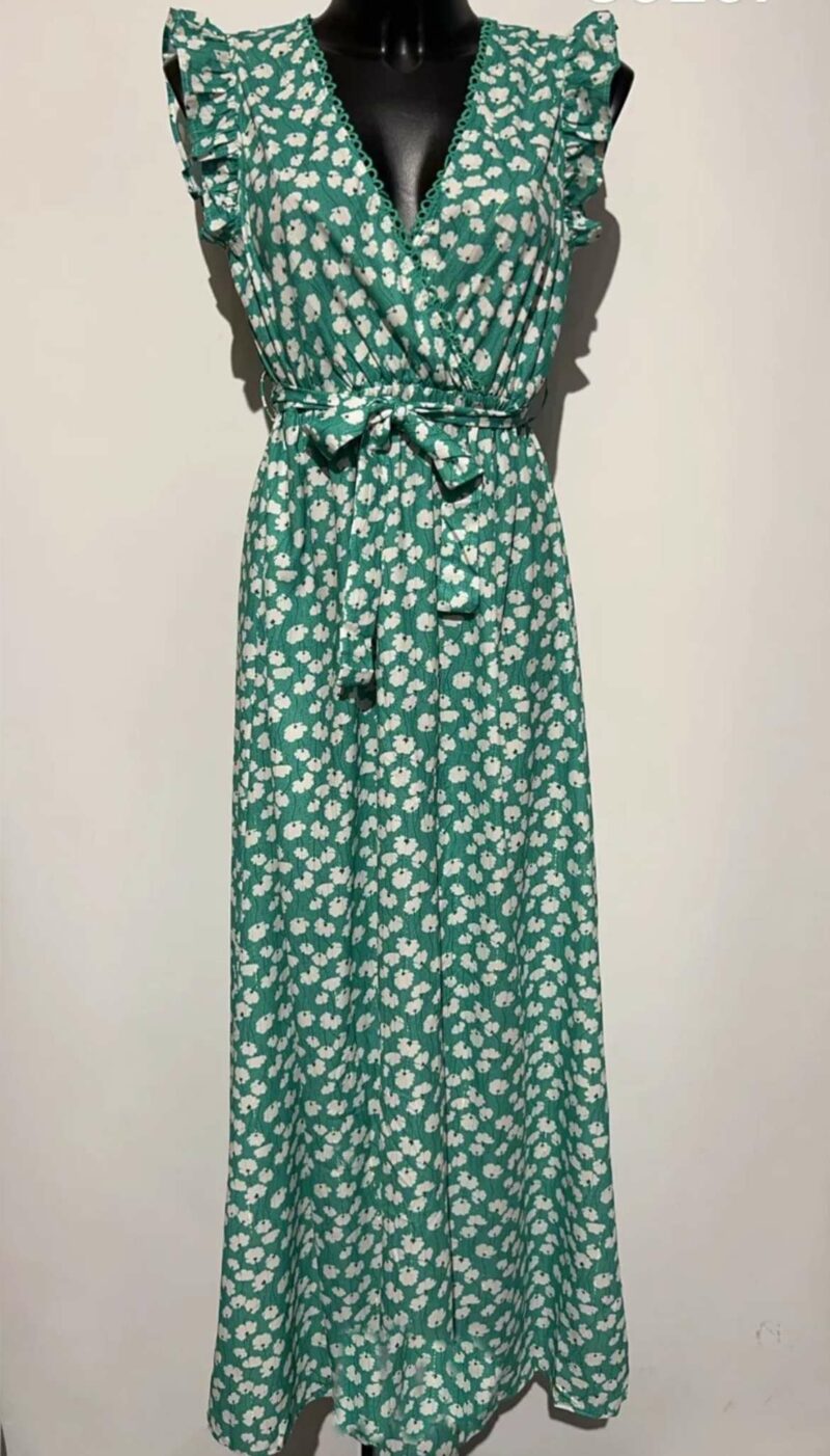 robe fleuri vert blanc